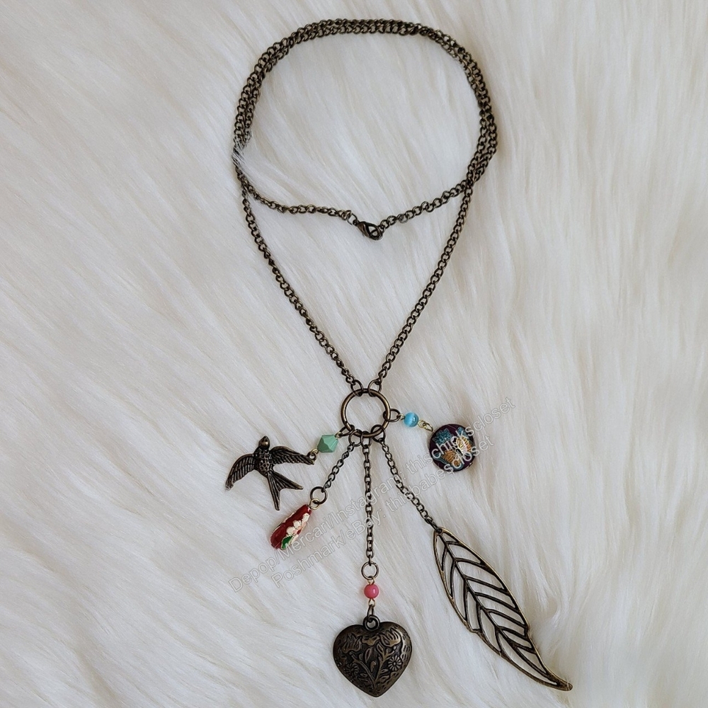 ❤️FUC Brighton Antique Brass Rustic Boho Bird Butterfly Leaf Fashion Necklace
